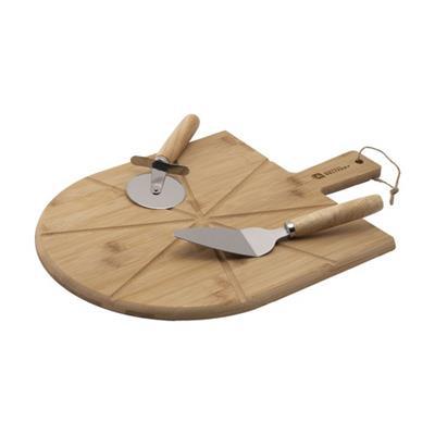 Set à pizza 3 pièces pratique en bois et acier Kim