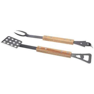 Set barbecue 4 en 1 en bois et acier inox Esilla