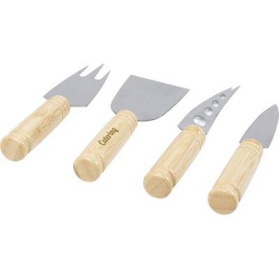Ensemble 4 pièces pour fromage en bambou Cheds