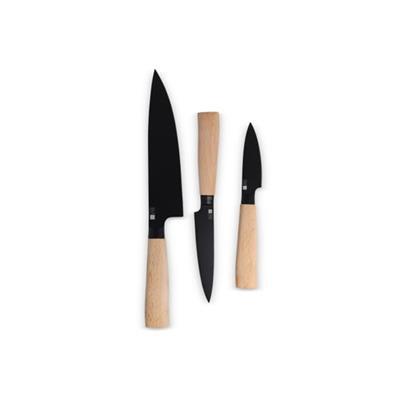 Set de couteaux 3 pièces en acier inox et bois Kan