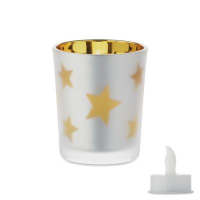 Bougie LED en PP dans un support en verre Mason