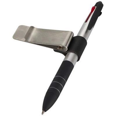 Pince à stylo en acier inoxydable et cuir Restolia