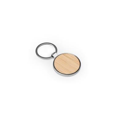 Porte-clés rond en zinc et bambou robuste Karpino