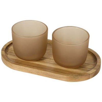 Plateau de Service en Bois et Tasses en Verre Mavel