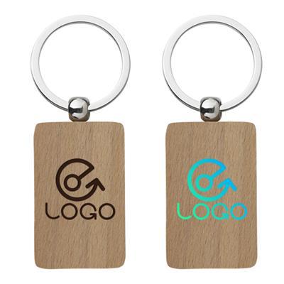 Porte-clés écologique rectangle en bois Woody