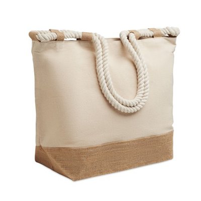 Sac de Plage en Toile de Coton et Jute haut de gamme Bravio