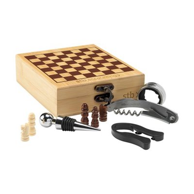 Coffret Sommelier & Échecs Publicitaire en Bambou Gemi