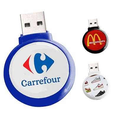 Clé USB en plastique ronde avec doming Lincoln