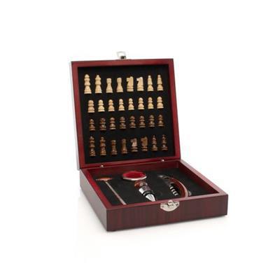 Set Vin original avec jeu d'échec en Bois Chessty