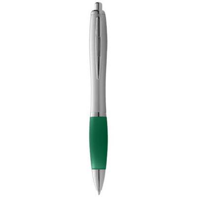 Stylo bille corps argenté et grip coloré Narash