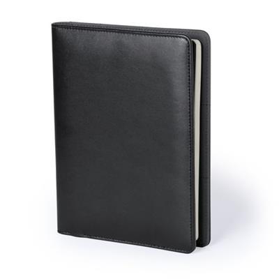 Carnet et Powerbank noir en Similicuir Hopei