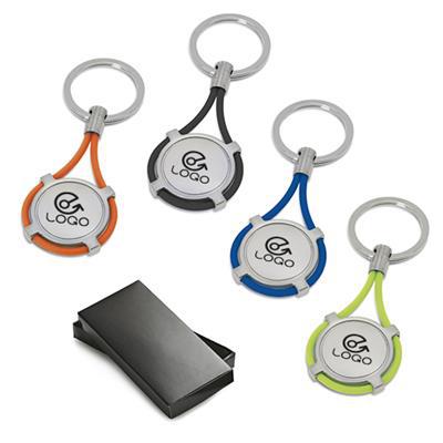 Porte-clés en métal rond métal et silicone chips