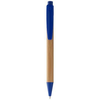 Stylo bille en matière bambou rétractable Bornio