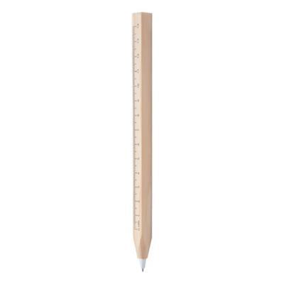Stylo à bille avec règle en bois naturel Waures