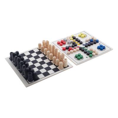 Ensemble de jeu de société en bois 3 en 1 Parchess