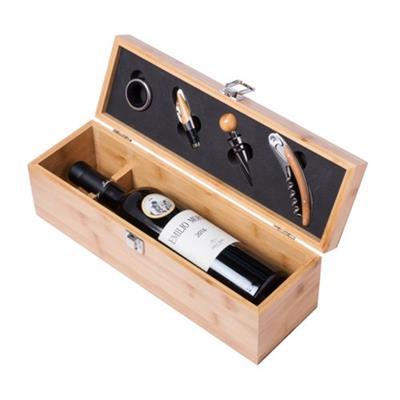 Set à vin 4 pièces en bambou avec boîte Boriaxe