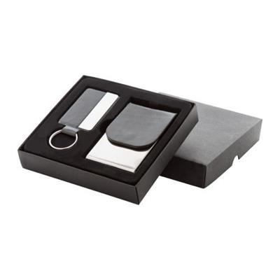 Set en métal brossé et en similicuir Sestox