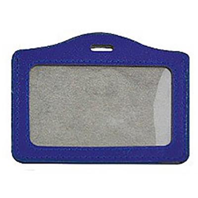 Porte badge simili cuir horizontal bleu
