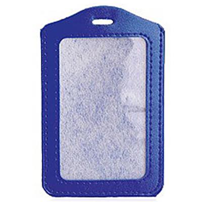 Porte badge simili cuir vertical bleu