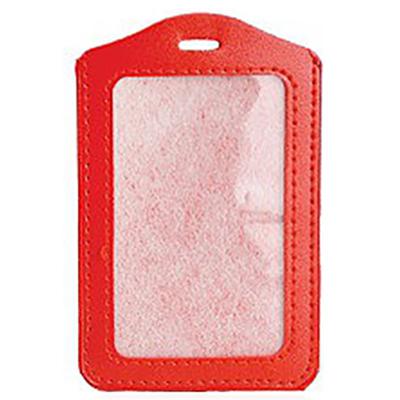 Porte badge simili cuir vertical rouge
