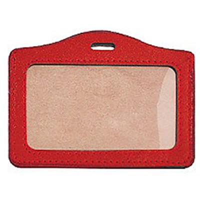 Porte badge simili cuir horizontal rouge