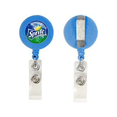 Porte badge dérouleur avec doming quadri bleu