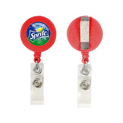 Porte badge dérouleur avec doming quadri rouge